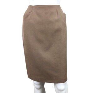 Ellen Tracy Skirt Womens Size 8 Wool Straight Pencil Lined Knee Length Tan
